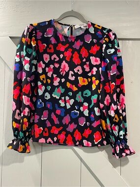 CROSBY by Mollie Burch Black Multicolor Spot Print Blouse
